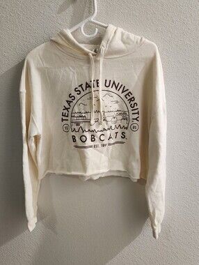 Texas State University Bobcats Cropped Hoodie - Cream